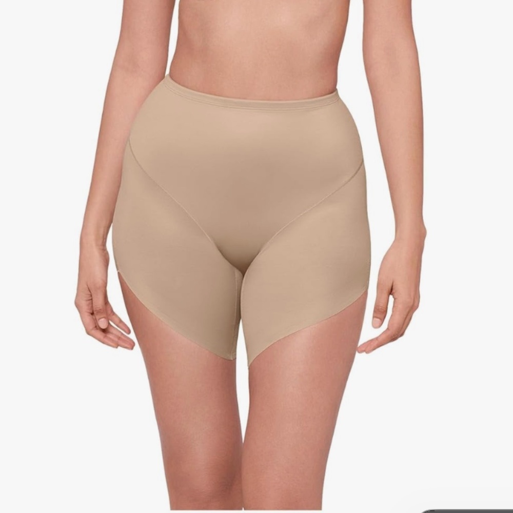 NWT Women's Miraclesuit At Waist Slanted Hem Shaping Shorts Warm Beige Size XL